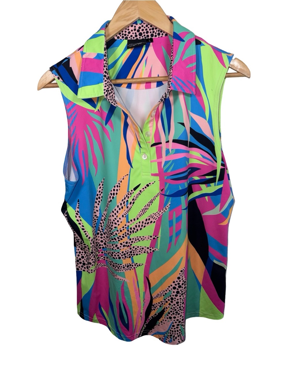 Sunday Swagger lolla signature polo Tropical Print Sleeveless large golf shirt
